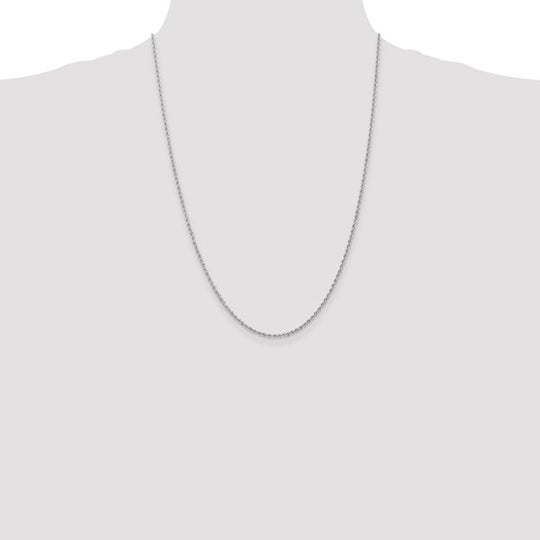 14K White Gold Rope Chain, 24 inches, 1.5 mm with Lobster Clasp
