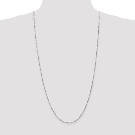 14K White Gold Regular Rope Chain, 30 Inches, 1.5 mm with Lobster Clasp
