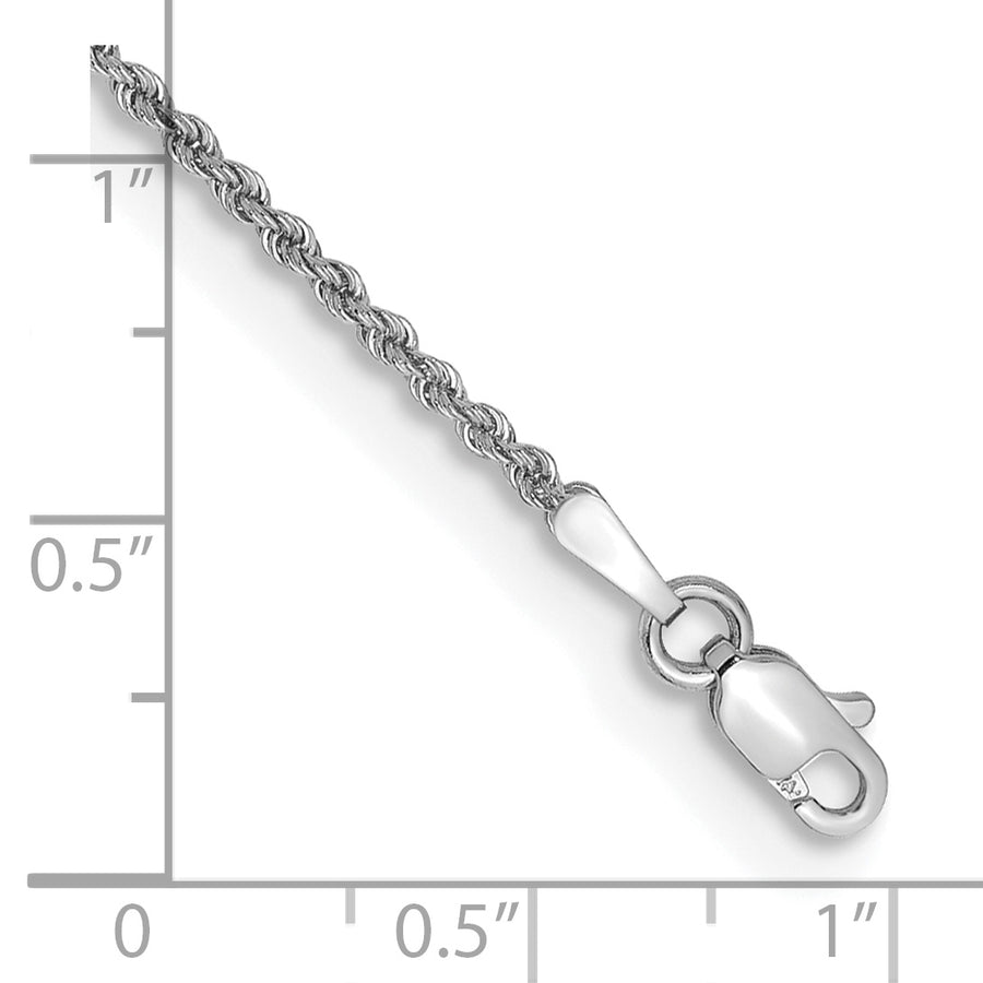 Pulsera de Cuerda Regular de Oro Blanco 14k 8 pulgadas 1.5mm con Cierre tipo Langosta