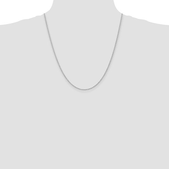 Cadena de Cuerda Regular de Oro Blanco de 14K, 22 Pulgadas, 2 mm con Broche Tipo Langosta