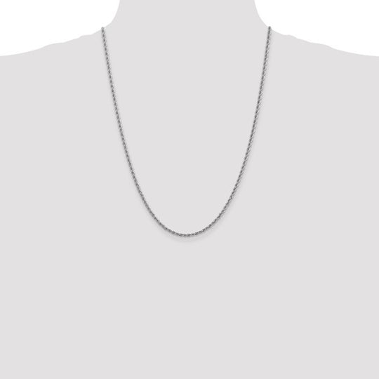 14K White Gold 2.5mm Regular Rope Chain with Lobster Clasp – 24 Inches