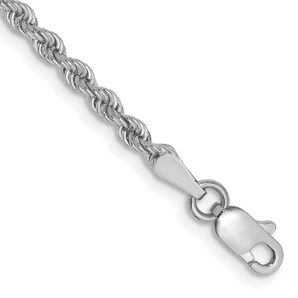 Pulsera de Oro Blanco 14K de 8 Pulgadas y 2.5mm de Grosor Tipo Cuerda con Cierre de Langosta