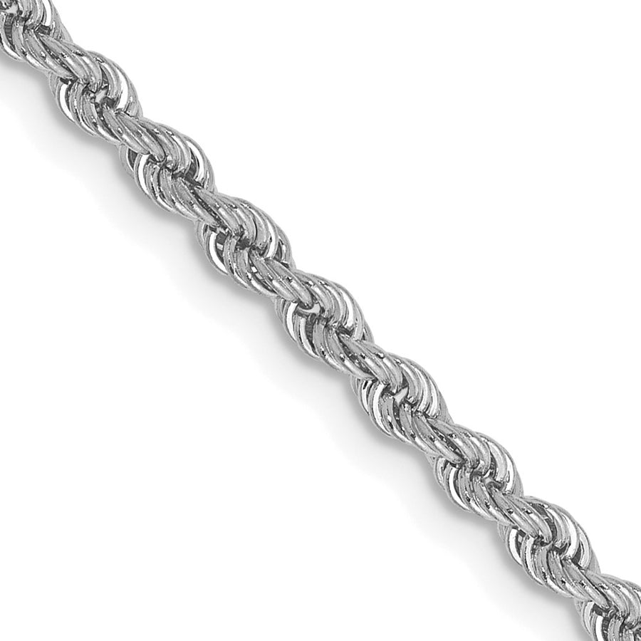 Cadena de Oro Blanco de 14K, 18 Pulgadas, 2.5 mm, Estilo Cuerda Regular con Cierre de Langosta