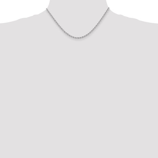 14K White Gold 16 Inch 2.75mm Rope Chain with Lobster Clasp