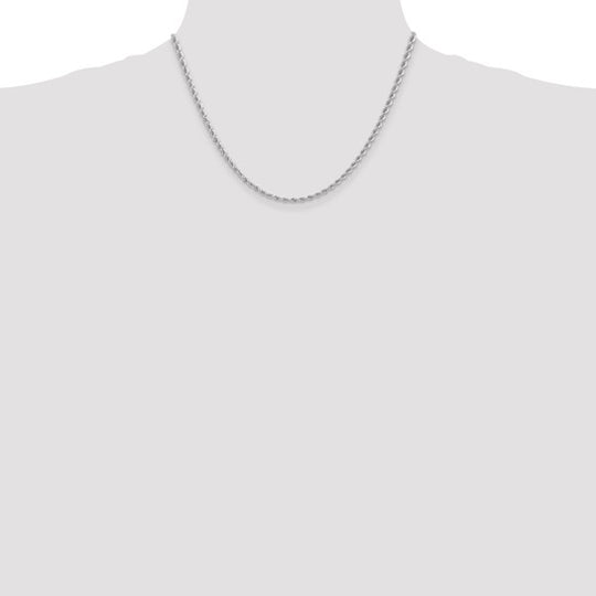 14K White Gold Regular Rope Chain, 18 Inches, 2.75 mm with Lobster Clasp