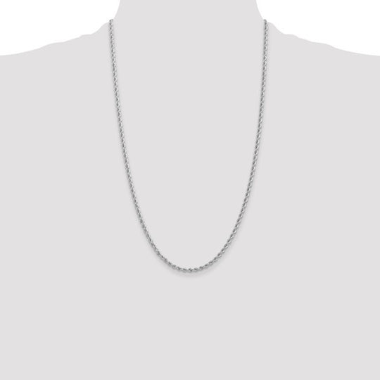 14K White Gold Rope Chain – 26 Inches, 2.75 mm with Lobster Clasp