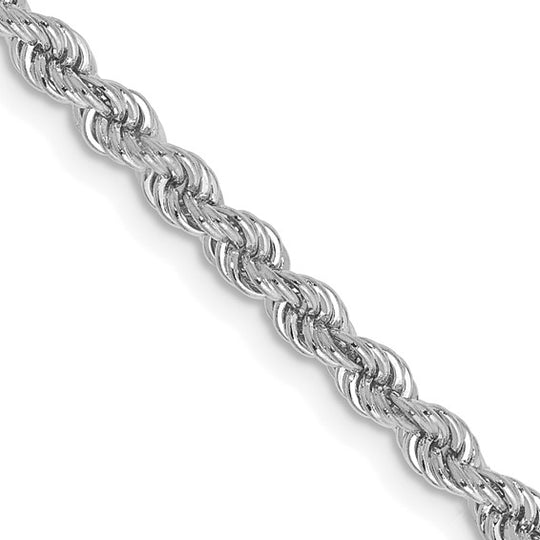 14K White Gold Rope Chain – 26 Inches, 2.75 mm with Lobster Clasp