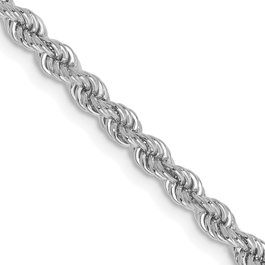 Cadena de Cuerda en Oro Blanco de 14K – 30 Pulgadas, 2.75 mm con Cierre Tipo Langosta