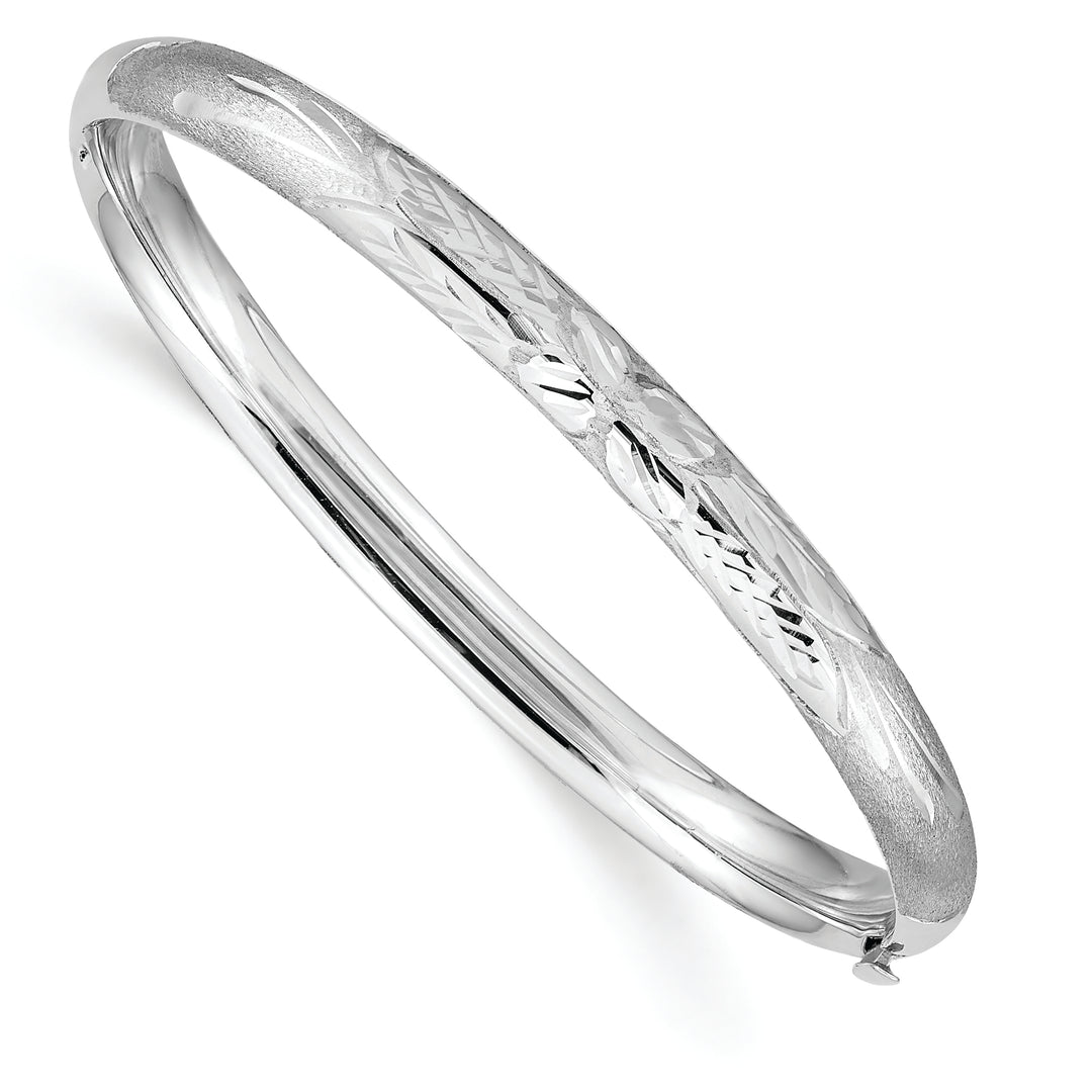 14k Florentine White Gold Baby Bangle Bracelet with Hinge
