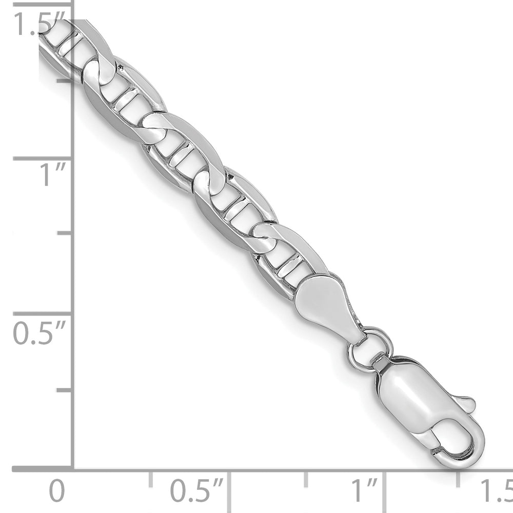 14k White Gold Bracelet, 8 inches, 4.5mm, Concave Anchor Style with Lobster Clasp