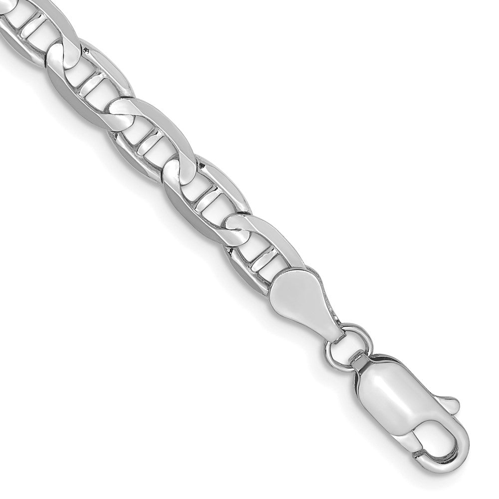 14k White Gold Bracelet, 7 inches, 4.5mm, Concave Anchor Style with Lobster Clasp