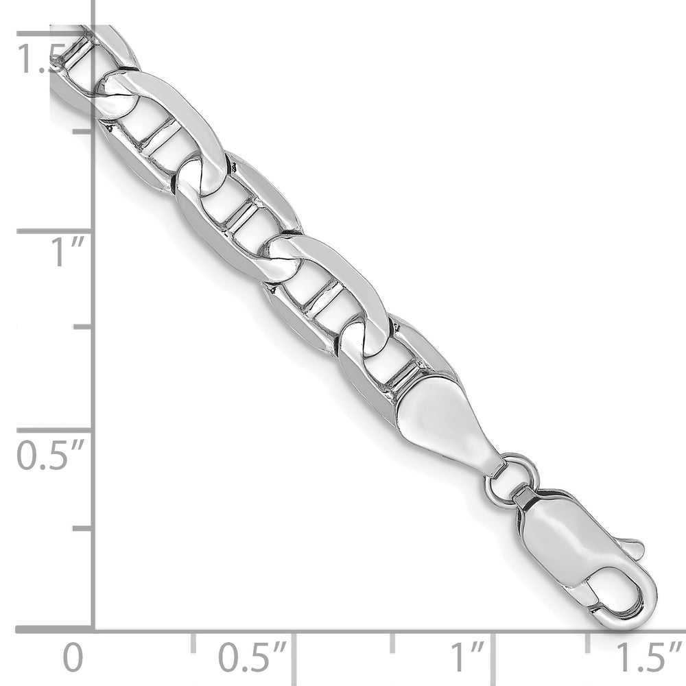 14k White Gold Bracelet, 7 inches, 5.25mm, Concave Anchor Style with Lobster Clasp