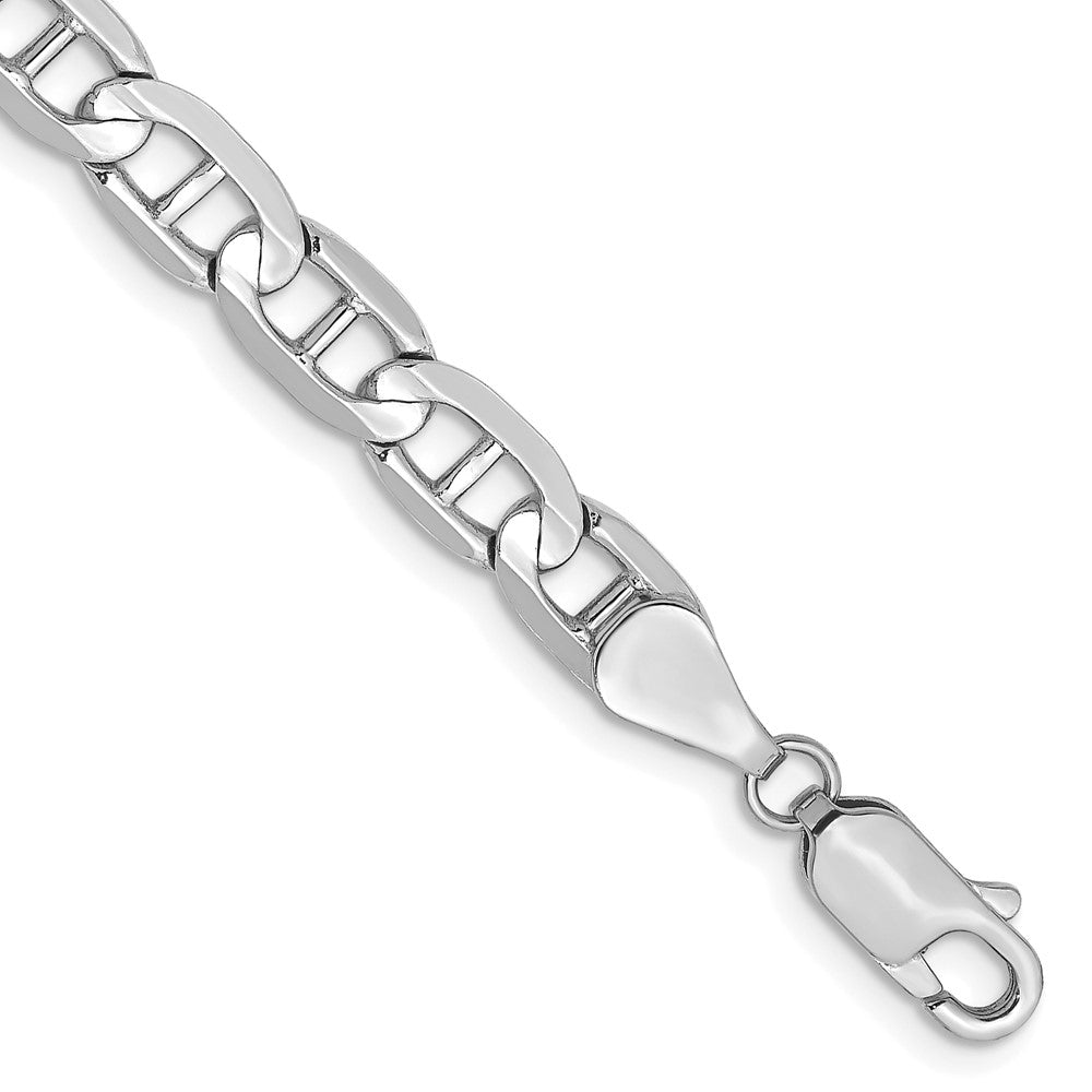 14k White Gold Bracelet, 8 inches, 5.25mm, Concave Anchor Style with Lobster Clasp