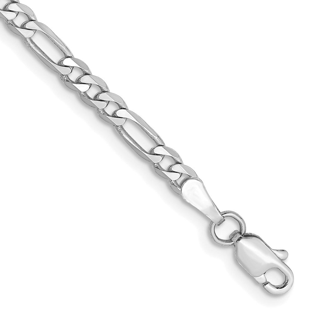 Tobillera con Cadena Figaro 14K Oro Blanco 9 Pulgadas 3mm con Cierre de Langosta