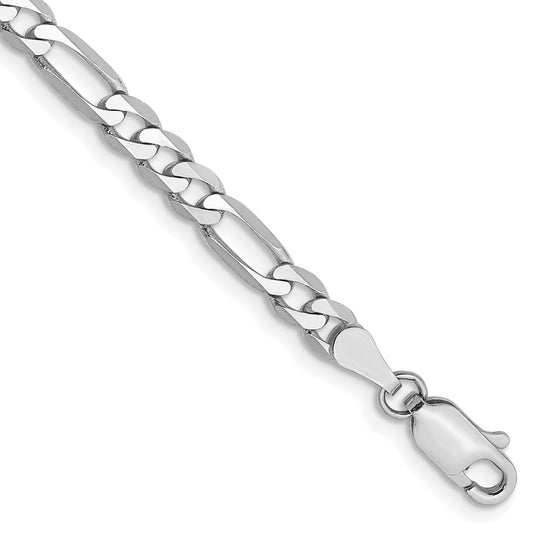 14k WG 4mm Flat Figaro Bracelet