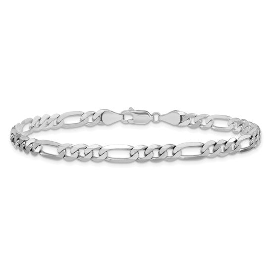 14k WG 5.5mm Flat Figaro Bracelet