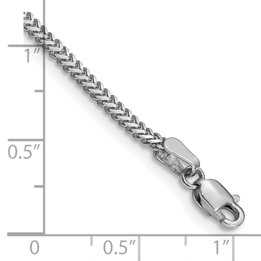 Pulsera Franco de Oro Blanco de 14K de 8 pulgadas y 1.4mm con Cierre de Langosta