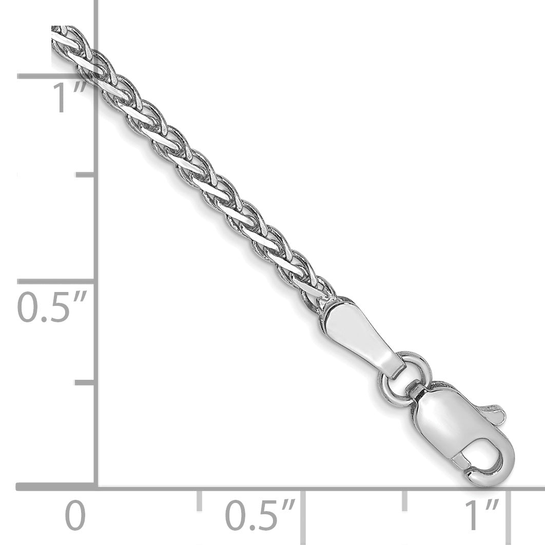 7-inch, 1.9mm, 14k White Gold Spiga Braid Bracelet with Lobster Clasp