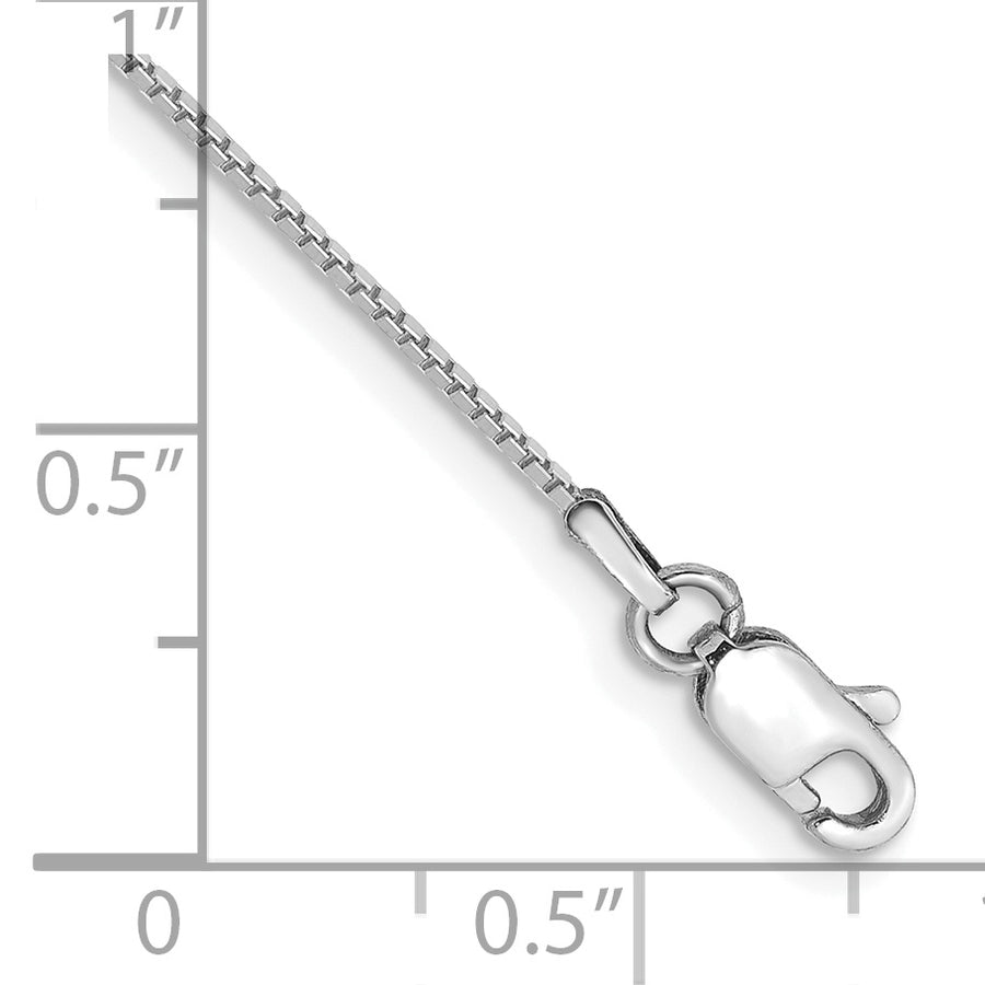 Pulsera de 7 pulgadas con eslabones tipo Caja de 0.9 mm en Oro Blanco de 14k con Cierre de Langosta