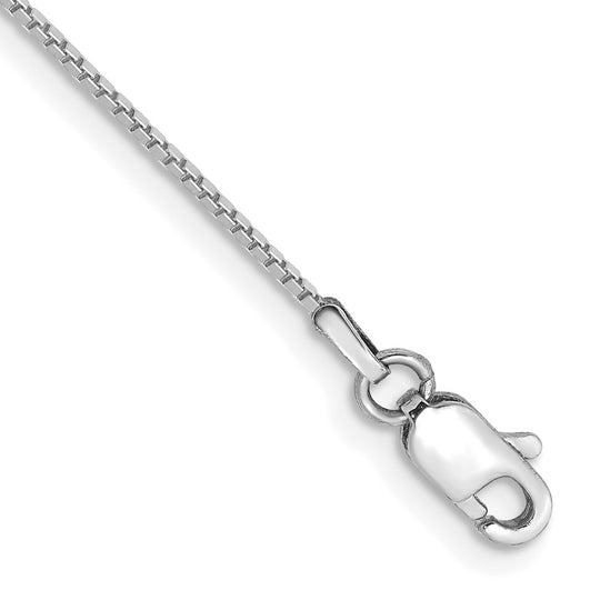Tobillera de Oro Blanco de 14K de 9 Pulgadas y 0.9 mm con Cierre de Langosta (Cadena de Caja)