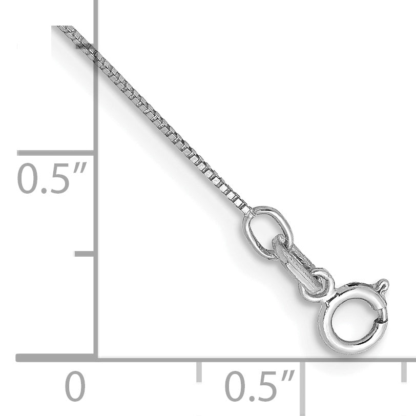Tobillera de 14K Oro Blanco con Cadena de Caja y Cierre de Langosta, 10 Pulgadas, 0.5 mm