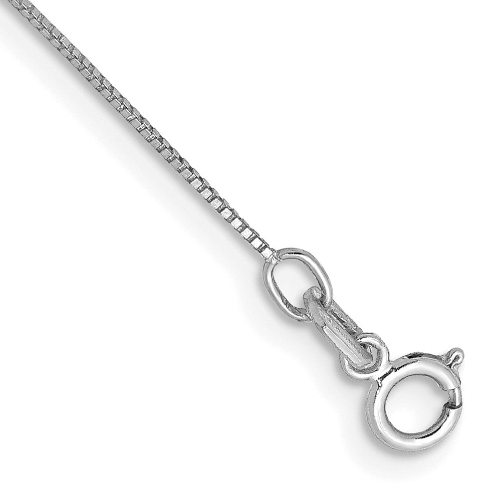 Tobillera de 14K Oro Blanco con Cadena de Caja y Cierre de Langosta, 10 Pulgadas, 0.5 mm