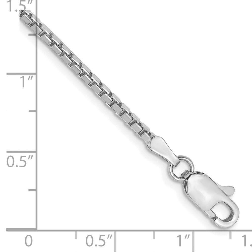 Pulsera de 7 pulgadas con eslabones tipo Caja de 1.9 mm en Oro Blanco de 14k con Cierre de Langosta
