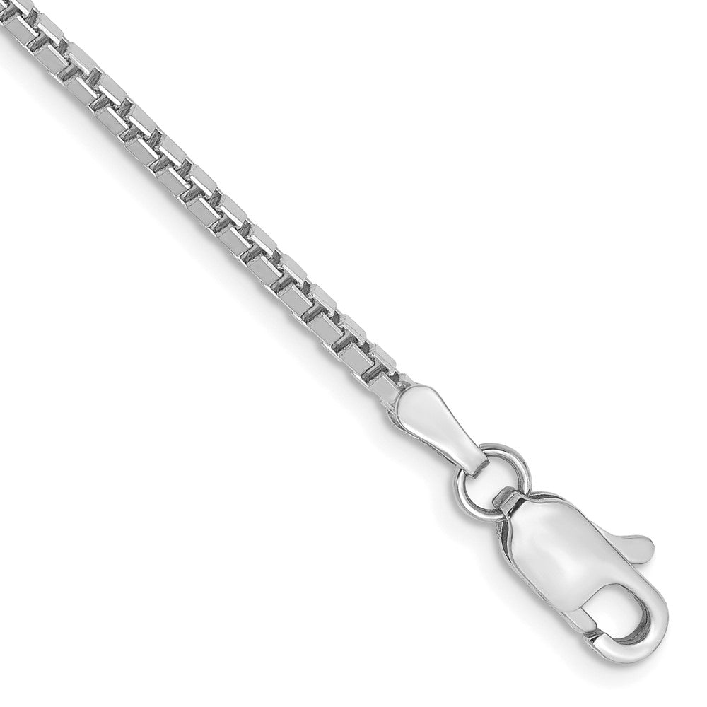 Pulsera de 7 pulgadas con eslabones tipo Caja de 1.9 mm en Oro Blanco de 14k con Cierre de Langosta