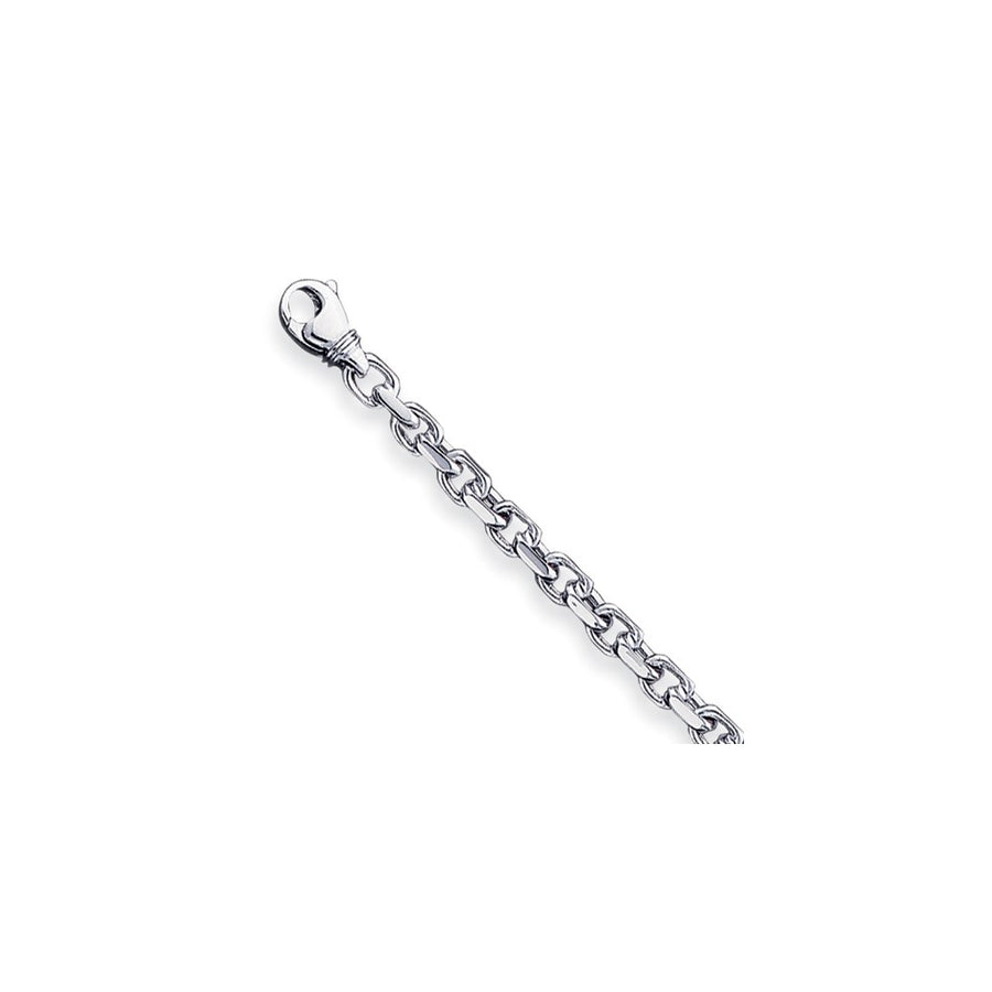 Pulsera de Oro Blanco de 14K de 8 pulgadas y 4.6 mm con Enlace Decorativo Pulido a Mano y Cierre de Langosta Elegante