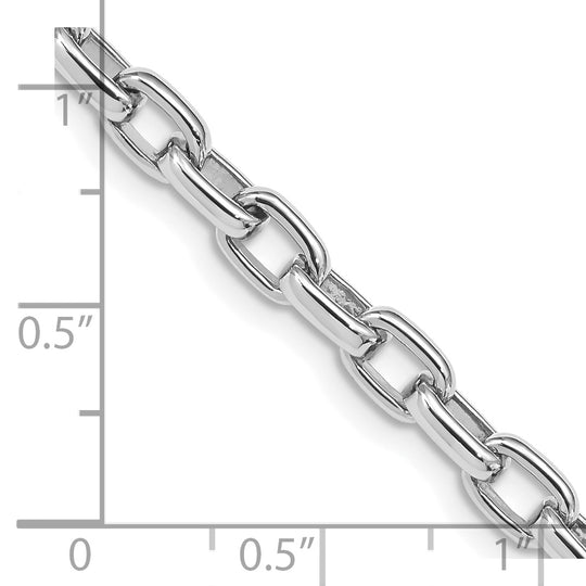 Pulsera de Oro Blanco de 14k, 8.5 Pulgadas, 5mm, Enlace Fantasía Pulido a Mano con Cierre de Langosta