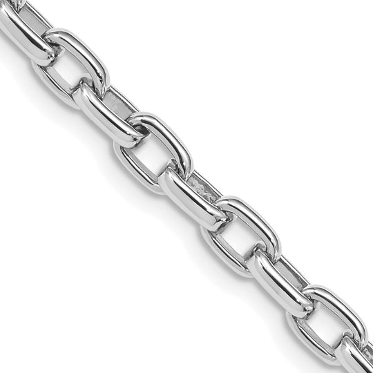 Pulsera de Oro Blanco de 14k, 8.5 Pulgadas, 5mm, Enlace Fantasía Pulido a Mano con Cierre de Langosta