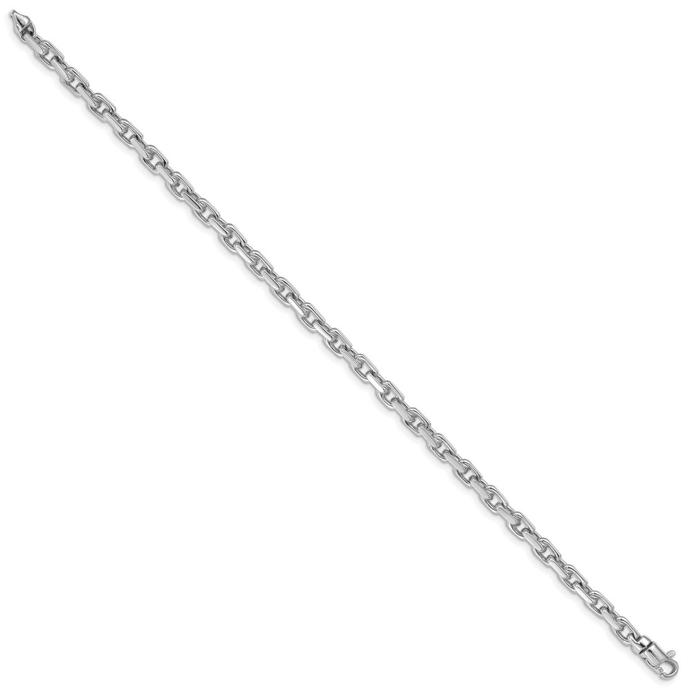 Brazalete de Enlace Elegante Pulido a Mano en Oro Blanco de 14k de 8.25 Pulgadas con Cierre de Langosta
