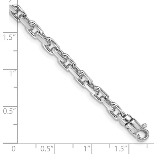 Brazalete de Enlace Elegante Pulido a Mano en Oro Blanco de 14k de 8.25 Pulgadas con Cierre de Langosta