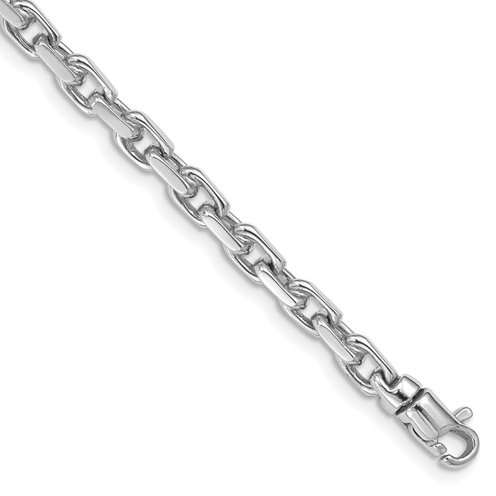 Brazalete de Enlace Elegante Pulido a Mano en Oro Blanco de 14k de 8.25 Pulgadas con Cierre de Langosta