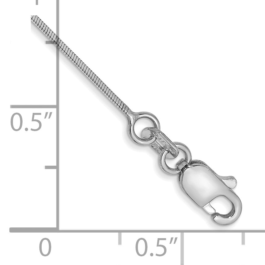 Tobillera de 14K en Oro Blanco de 10 Pulgadas y 0.6 mm Tipo Serpiente Octagonal con Cierre de Langosta