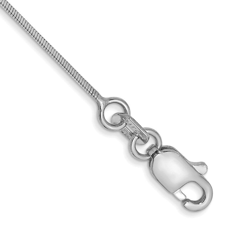 Tobillera de Oro Blanco de 14K de 9in y 0.6mm de Estilo Snake Octagonal con Cierre de Langosta