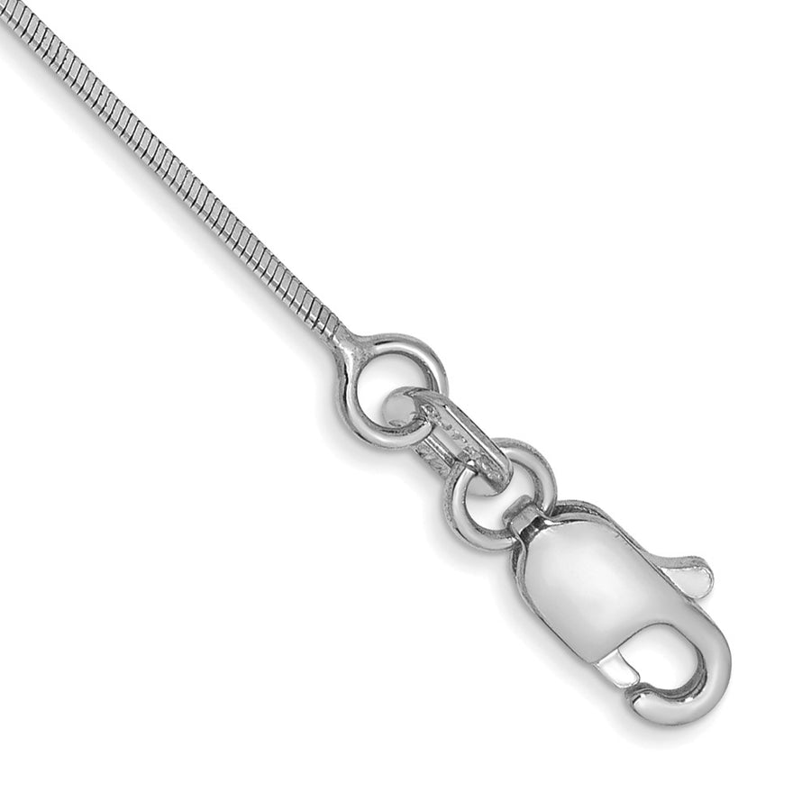 Tobillera de Oro Blanco de 14K de 9in y 0.6mm de Estilo Snake Octagonal con Cierre de Langosta