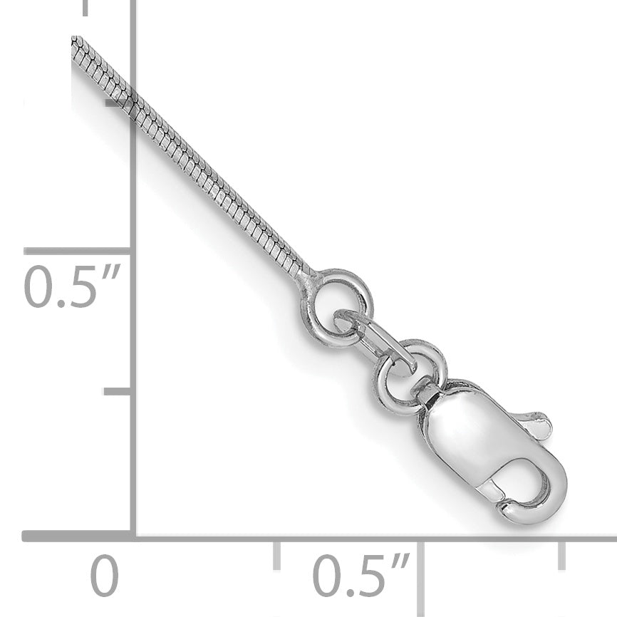 Tobillera de Oro Blanco de 14K de 9 Pulgadas con Cadena de Serpiente Octagonal y Cierre de Langosta