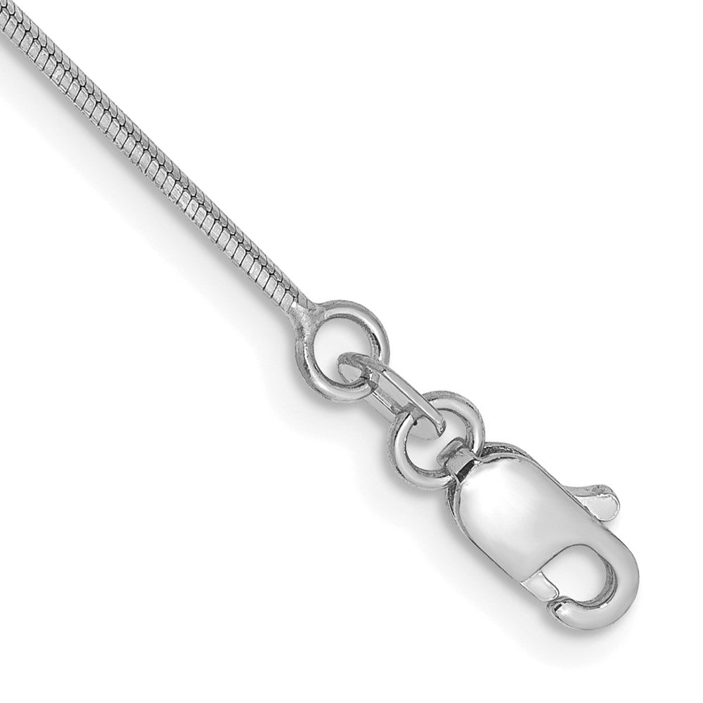 Tobillera de Oro Blanco de 14K de 9 Pulgadas con Cadena de Serpiente Octagonal y Cierre de Langosta