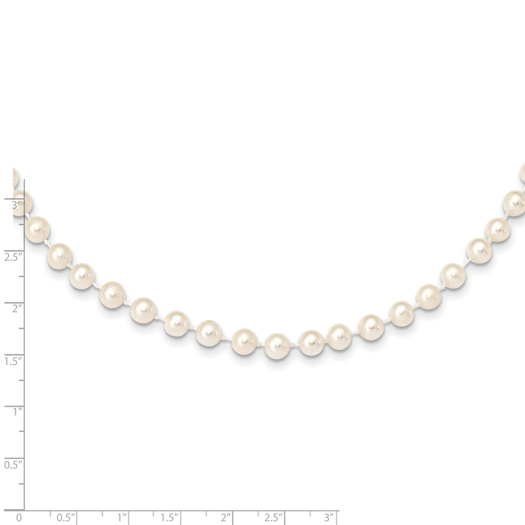 5-6mm White Freshwater Cultured Pearl Necklace, 28 inches Long, 14k Gold