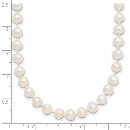5-6mm White Freshwater Cultured Pearl Necklace, 28 inches Long, 14k Gold