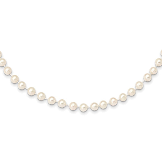 5-6mm White Freshwater Cultured Pearl Necklace, 28 inches Long, 14k Gold