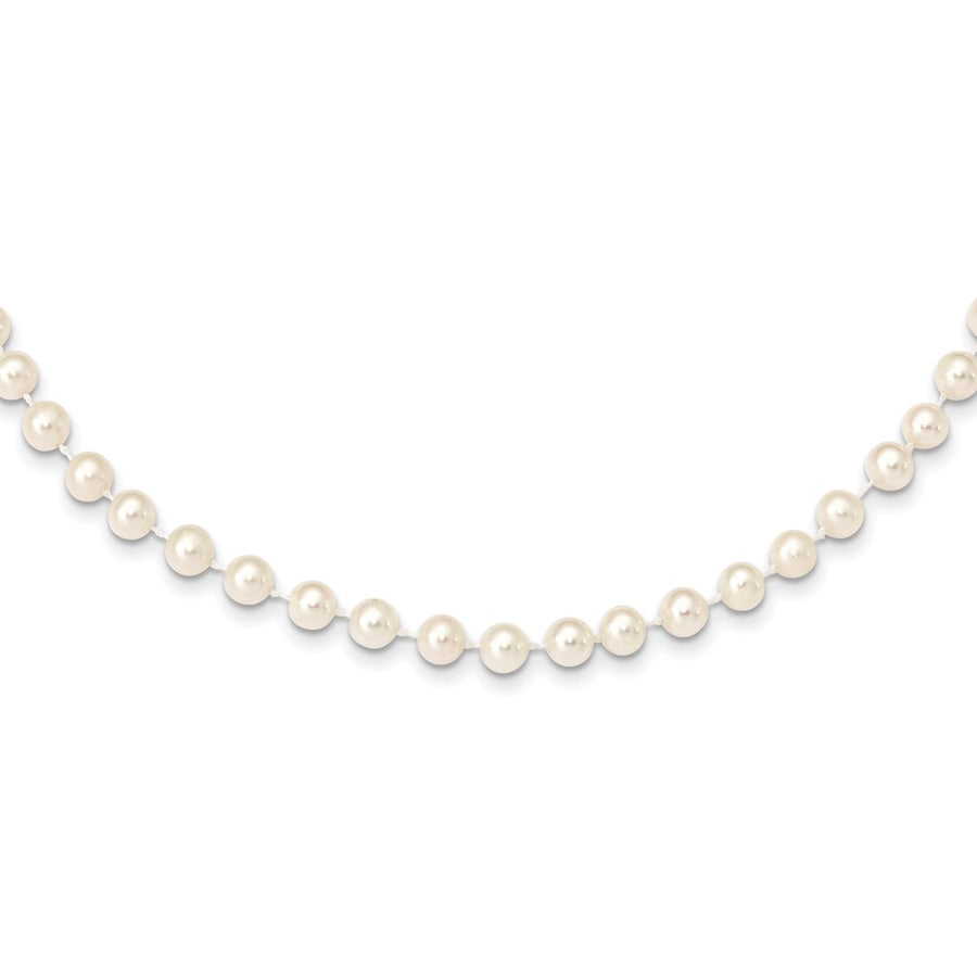 Collar de Perlas Cultivadas de Agua Dulce Blancas de 5-6 mm y 28 pulgadas de Largo, Oro 14k