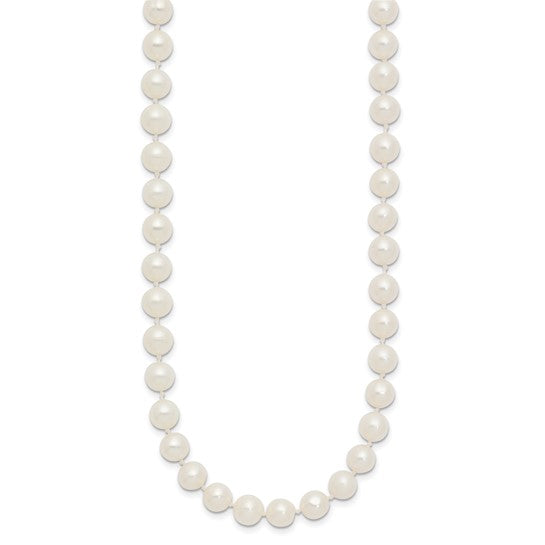 Collar de Oro Amarillo de 14k con Perlas Blancas Casi Redondas de Agua Dulce Cultivadas - 28 Pulgadas