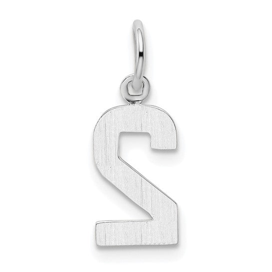 Colgante Número 2 en Oro Blanco de 14k Pulido