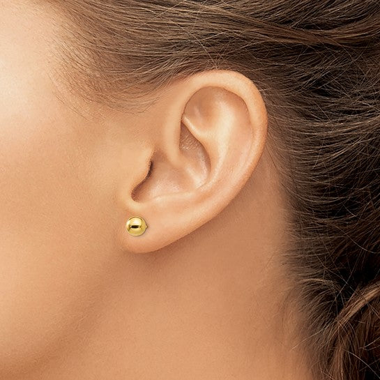 Pendientes de Post con Bola Pulida de 6 mm en Oro Amarillo de 14k