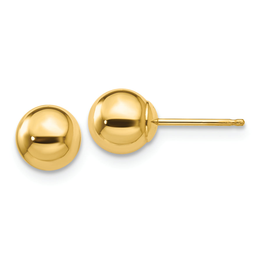 Pendientes de Post con Bola Pulida de 6 mm en Oro Amarillo de 14k