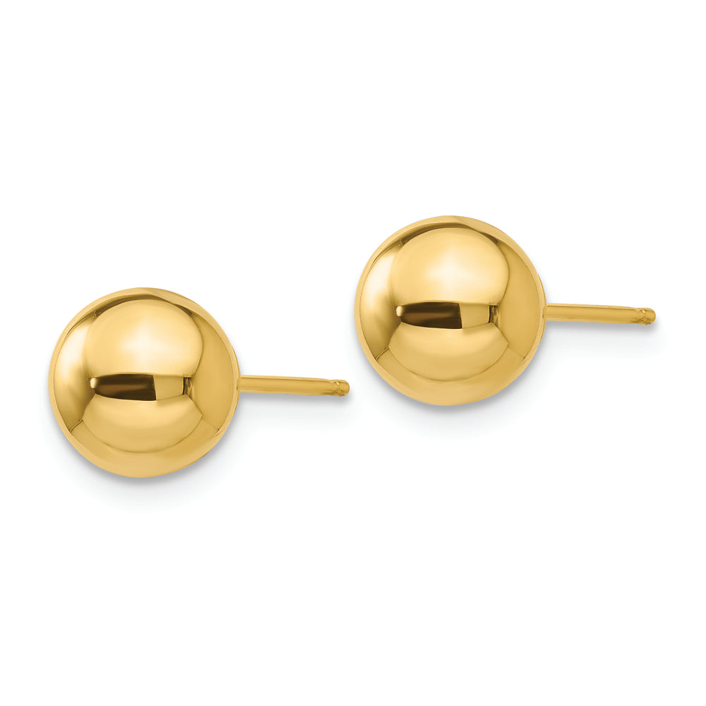 Pendientes de Post con Bola Pulida de 7 mm en Oro Amarillo de 14k