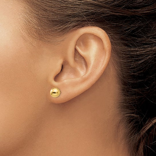 Pendientes de Post con Bola Pulida de 7 mm en Oro Amarillo de 14k