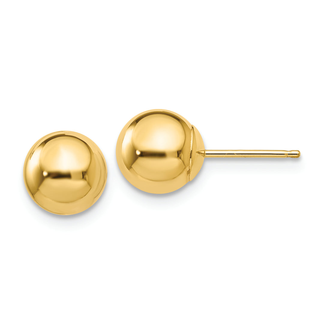 Pendientes de Post con Bola Pulida de 7 mm en Oro Amarillo de 14k